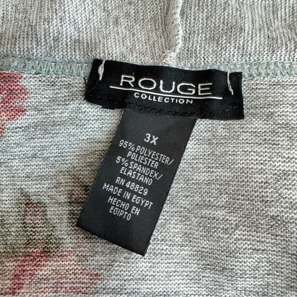 Rouge Collection Floral Sleeveless Gray Knit Long Length Cardigan Duster - Picture 5 of 6